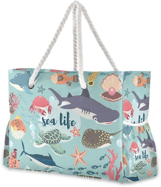 senya Large Beach Shoulder Bags Canvas Tote Water Resistant for Gym Travel Daily