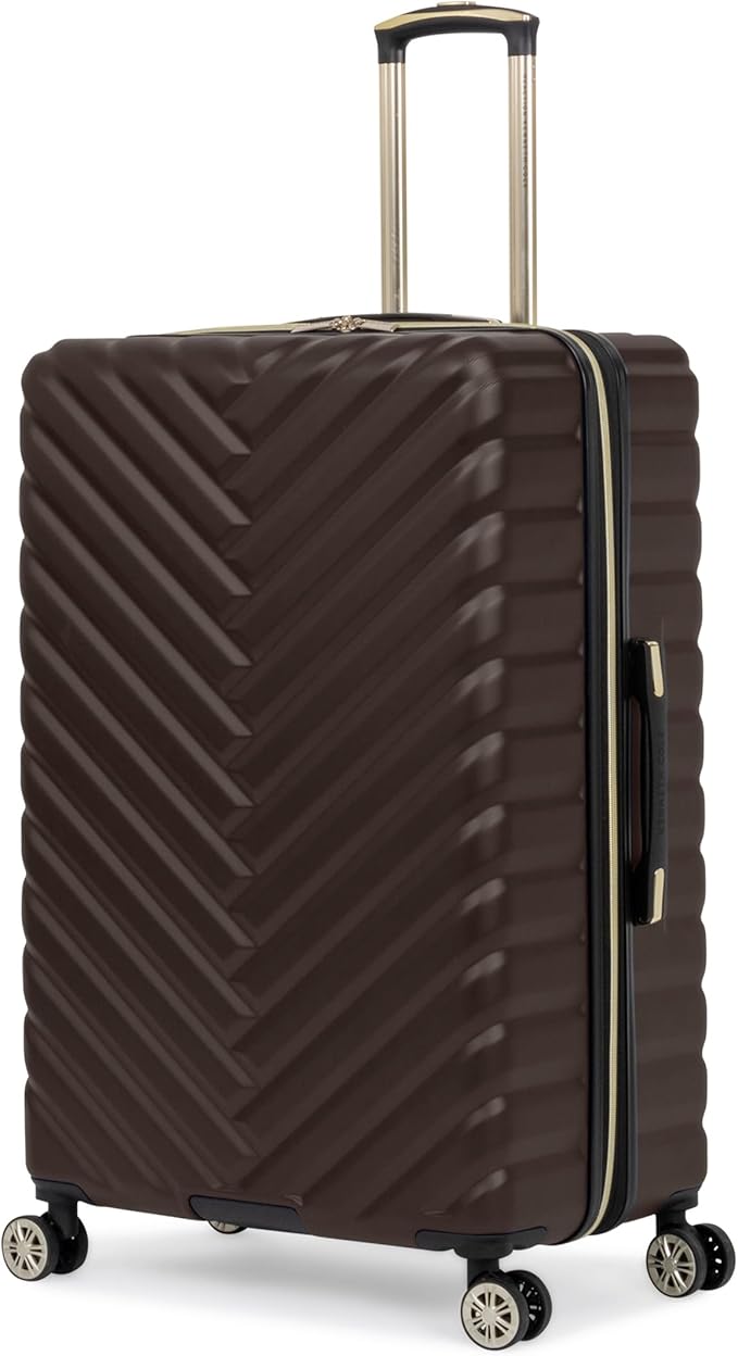 Kenneth Cole REACTION Madison Square Lightweight Hardside Chevron Expandable Spinner Luggage, Chocolate Brown, 28-Inch Checked