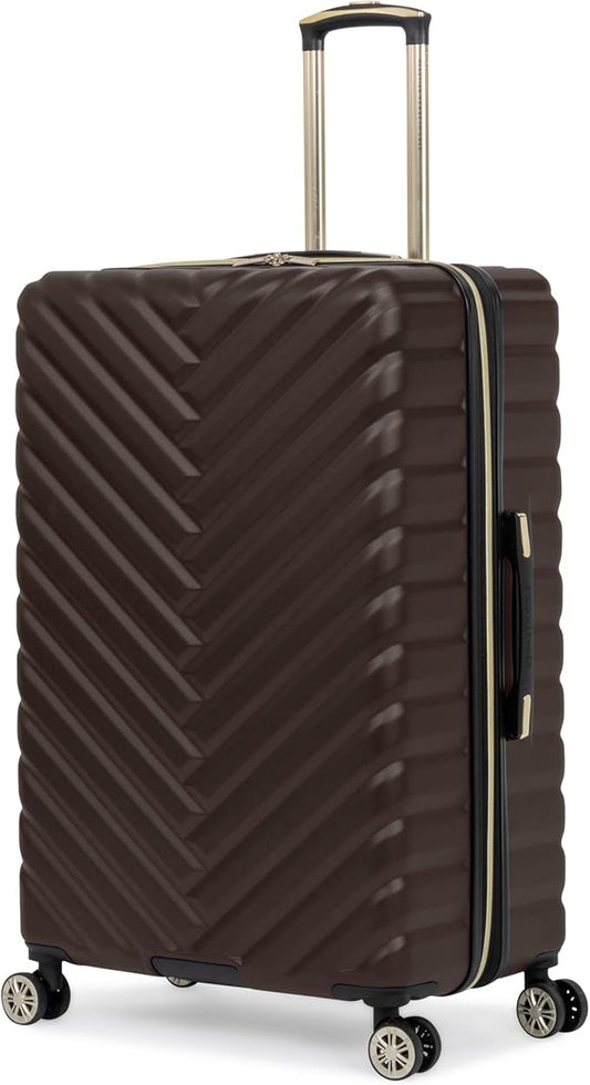 Kenneth Cole REACTION Madison Square Lightweight Hardside Chevron Expandable Spinner Luggage, Chocolate Brown, 28-Inch Checked