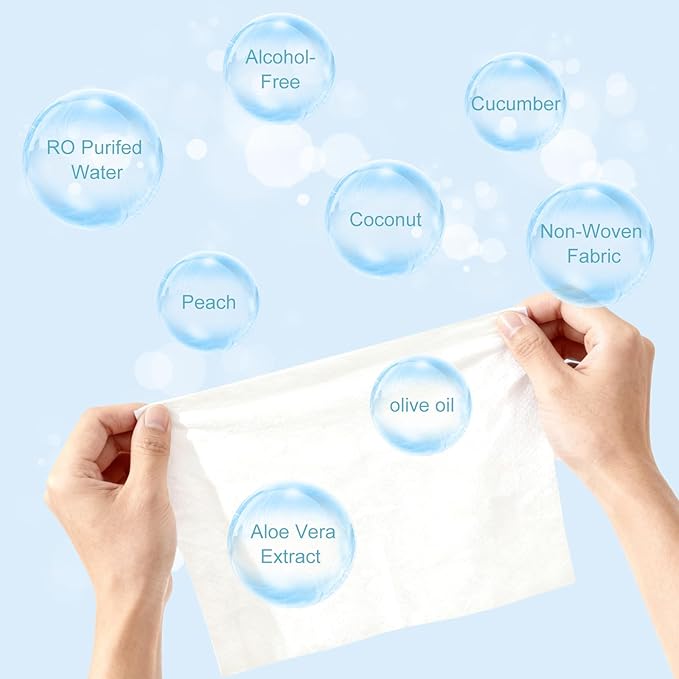Individual Hand Wipes,Wet Wipes Individually Wrapped Bulk Cleansing Travel Size Wet Wipes for Wedding Travel Restaurant Barbecue(Cucumber, coconut, peach, and unscented,pack of 40)