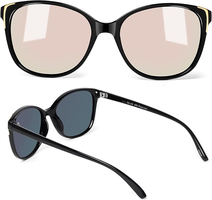 Face Shadow Polarized Sunglasses for Women, Cat Eye Sunglasses for Small Face Ladies Ultralight UV400 Protection