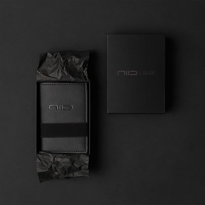 NIID Wallet for Men,Minimalist Front Pocket Wallet for Men - RFID Blocking Leather Bifold with Pop Up Card Holder, 2 ID Windows, Money Clip & Gift Box (Black)