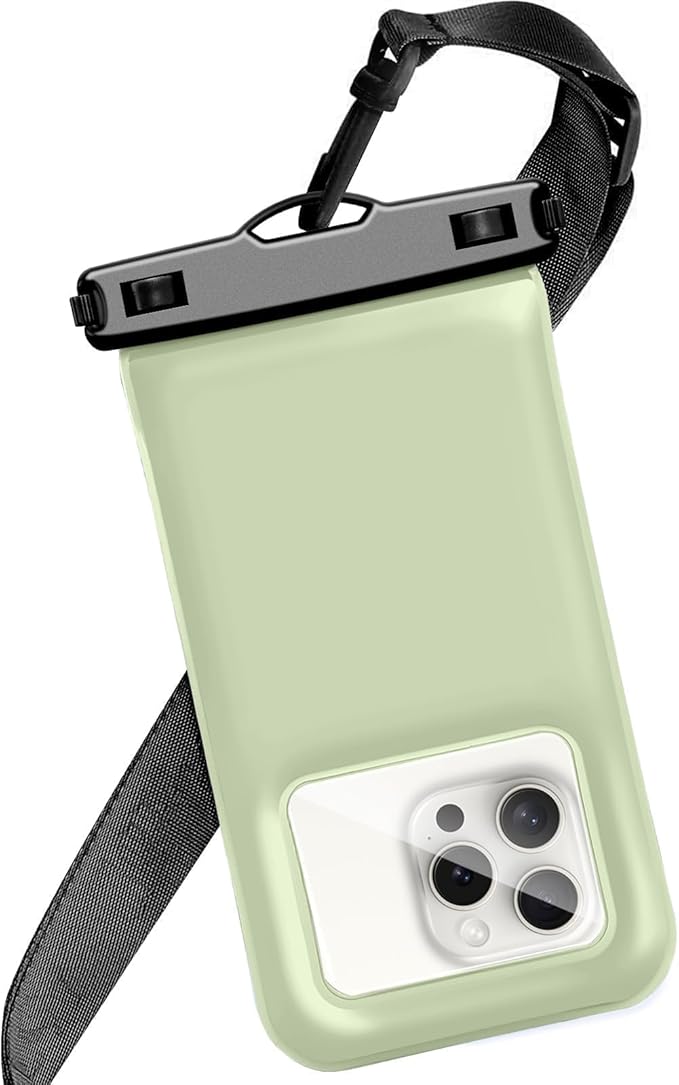 Floatable Soap Bubble Waterproof Phone Pouch Case with Crossbody Lanyard for iPhone 17 series 16 Pro Max/15 Pro/14/13, IP68 Cellphone Dry Bag Beach Cruise Ship Essential, 1 Pack-Mint Green-7″