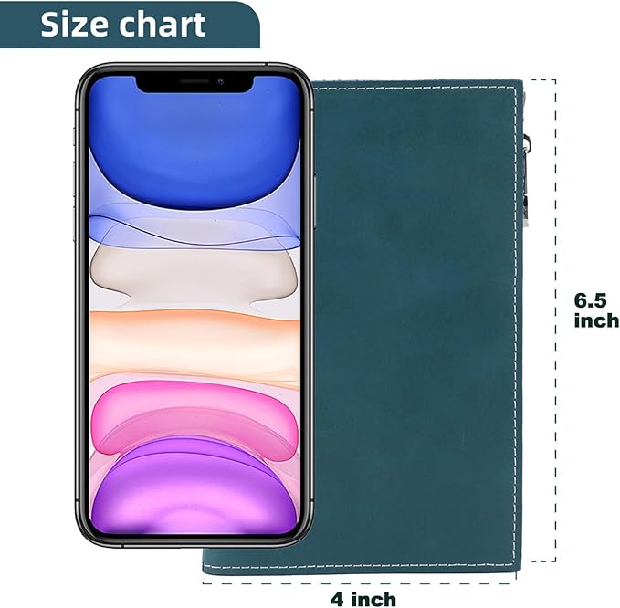 Real Leather Wallet Slim RFID Blocking Passport Holder Travel Document Organizer Blue (Dark Blue)