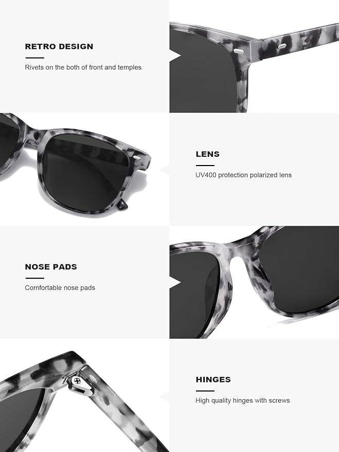 Wzerry Sunglasses for Women Polarized, Sun Glasses Vintage Style Trendy Round UV400 Protection Lens