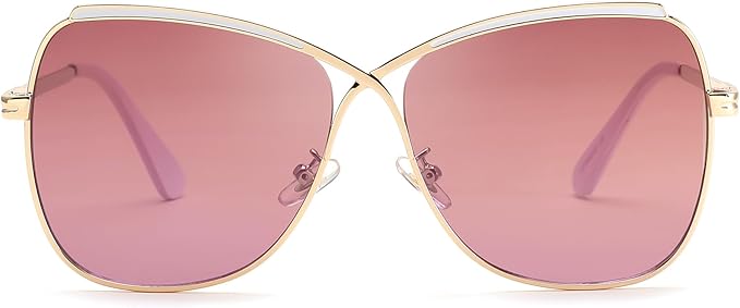 FEISEDY Womens Cute Sunglasses Oversized Butterfly X Shape Design Cateye Lady Sunglasses B2738