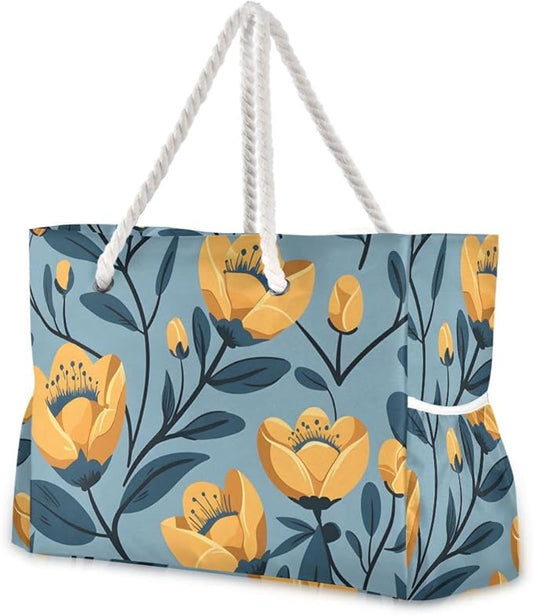 senya Large Beach Shoulder Bags Canvas Tote Water Resistant for Gym Travel Daily