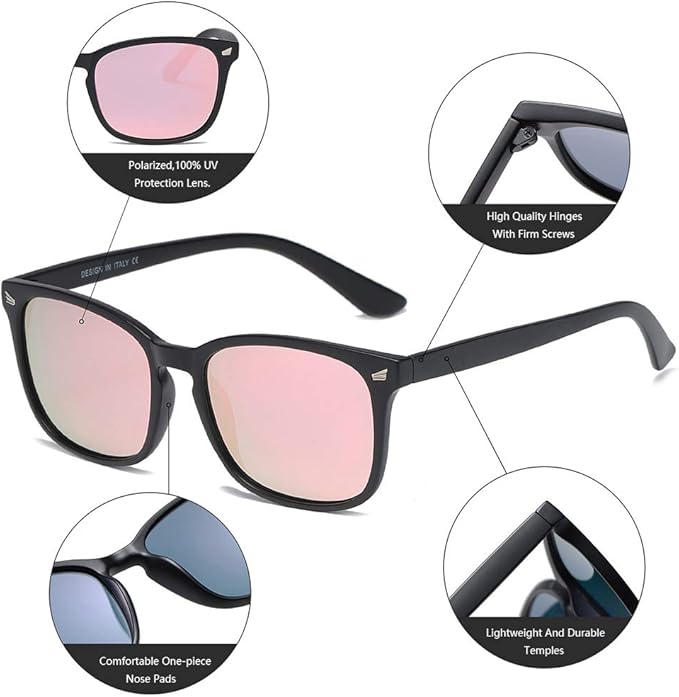 DUSHINE Polarized Sunglasses for Women Classic Retro Style UV400 Protection
