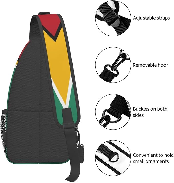 Guyana Flag Sling Bag Multipurpose Crossbody Sling Backpack Travel Cycling Hiking Shoulder Bag For Women Men