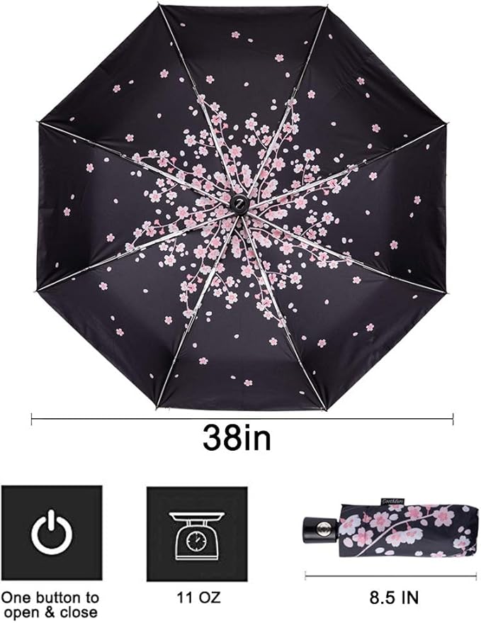 Goothdurs Automatic Mini Travel Windproof Umbrella Compact Auto Open/Close Small Lightweight Folding Rain Umbrellas for Women Men