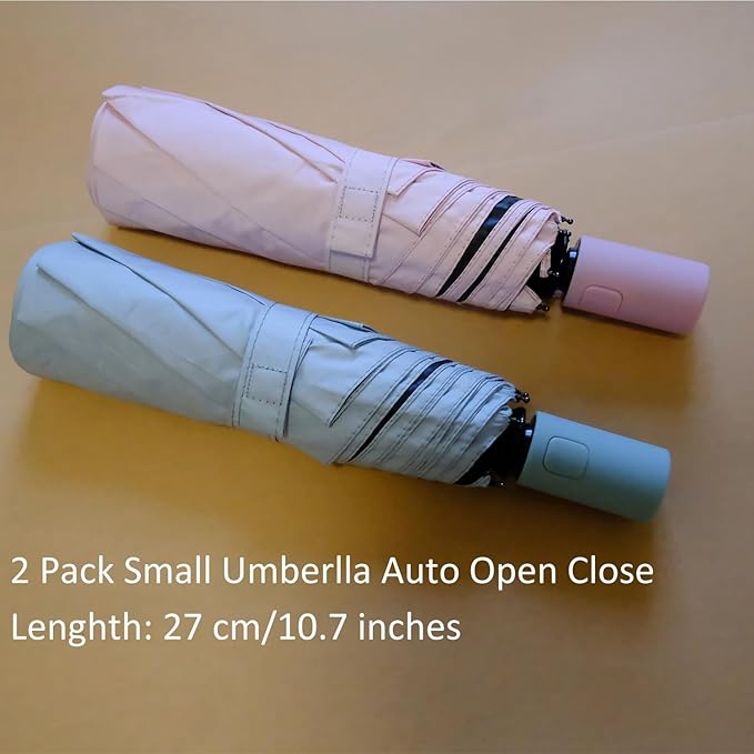 BAODINI Small UV Protection Travel Umbrella Compact for Rain and Sun UPF 50+ Windproof Portable 42 inch Umbrella for Women and Men