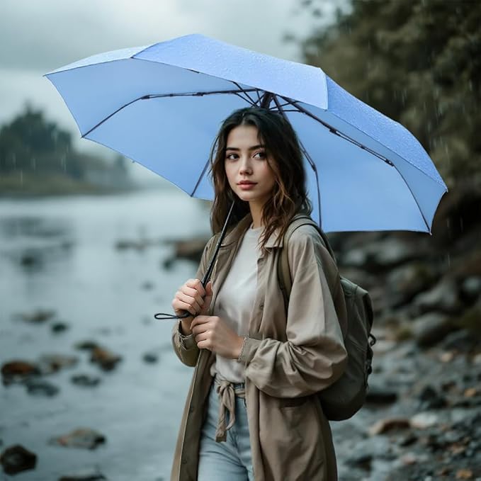 SoulRain Travel Umbrella - Compact Umbrella for Rain - Perfect Large Auto Folding Umbrella - Ideal Car umbrella, Small umbrella, and Travel Companion
