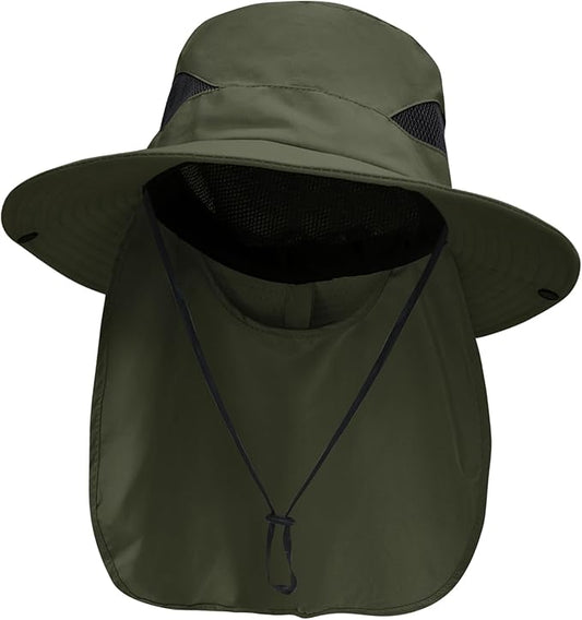 NPJY Sun Fishing Hats with Neck Flap for Men Women UV Sun Protection Bucket Hat