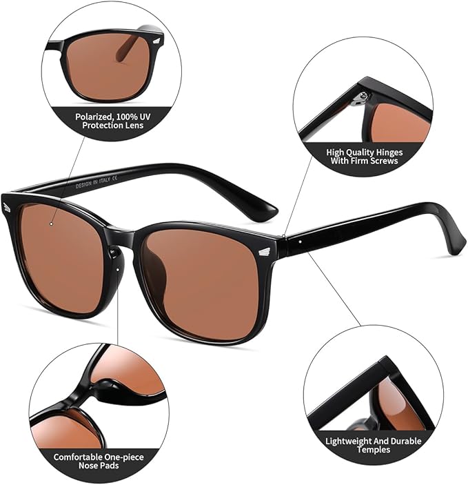 DUSHINE Polarized Sunglasses for Women Classic Retro Style UV400 Protection