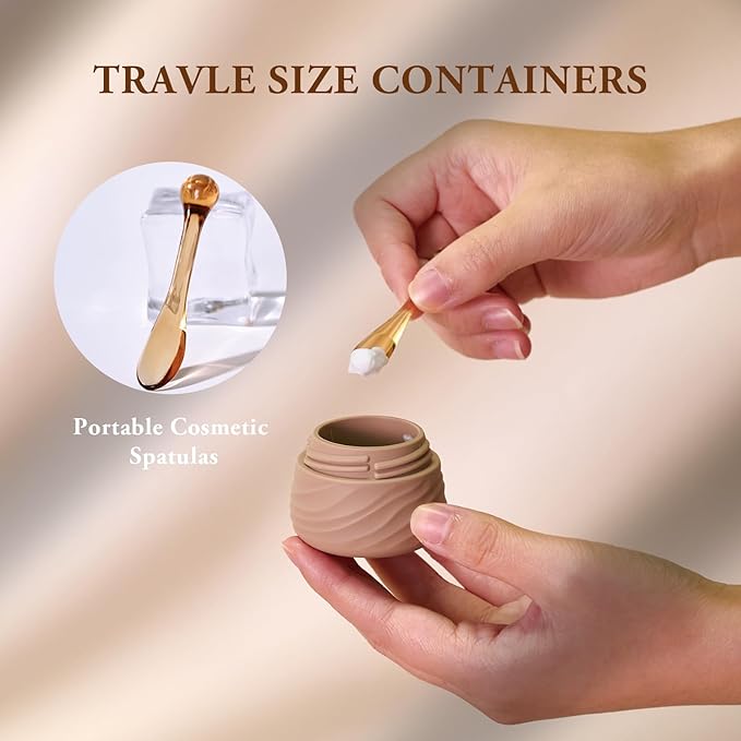 Eternal Moment Travel Containers for Toiletries, Silicone Jar with Lid, TSA Approved Travel Size Bottles with Clear Bag, Leak-proof Traveling Accessories Cosmetic for Lotion Face Body Cream (4 Pack)