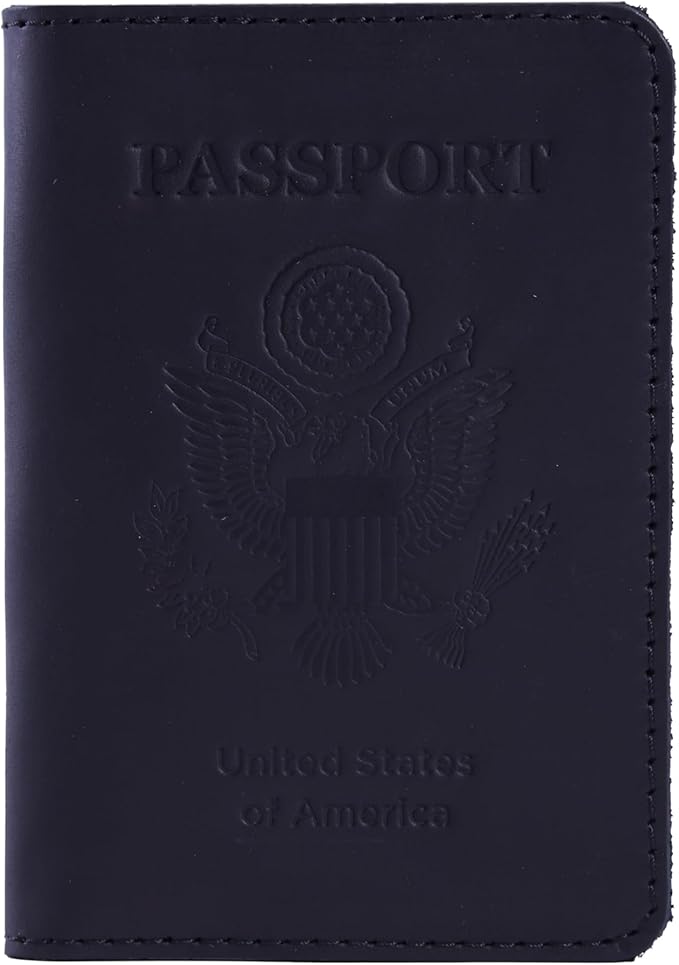 INCARNE US Passport Cover Clear - Travel Passport Wallet - Leather Passport Holder for Men Women Family with Card Slots & Note Compartmen - Sleeve Protector - Genuine Leather - Vintage Black