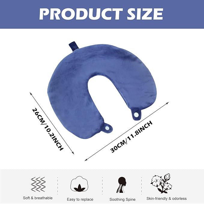 Travel Neck Pillow Cover, Neck Pillow Case, Pure, Soft and Smooh, Airplane Pillow Replacementt Cover Washable (Only Pillow Covers, no Filler)