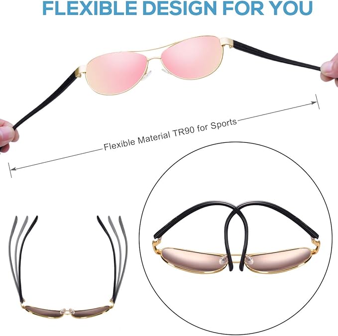 CARFIA Polarized Sunglasses for Women UV Protection Ultra-Lightweight Comfort Metal Frame Driving Glasses CA3210