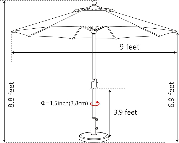 EliteShade USA 10-Year-Non-Fading 9Ft Market Umbrella Patio Umbrella Outdoor Table Umbrella with Ventilation,Royal Blue