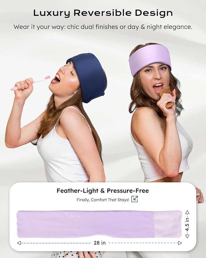 Dual-Sided Sleep Mask for Side Sleepers, Soundless Velcro, Bamboo Fiber & Milk Silk Eye Mask, Zero Pressure Sleeping Mask for Women & Men, Eye Relief Blindfold for Nap, Travel Essentials, Purple