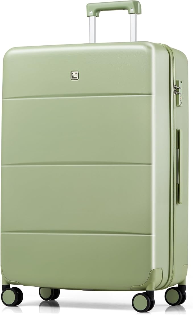 Hanke 28 Inch Luggage with Spinner Wheels Large Travel Suitcase Tsa Hard Case Luggage for Women Men Rolling Checked Luggages(Bamboo Green)