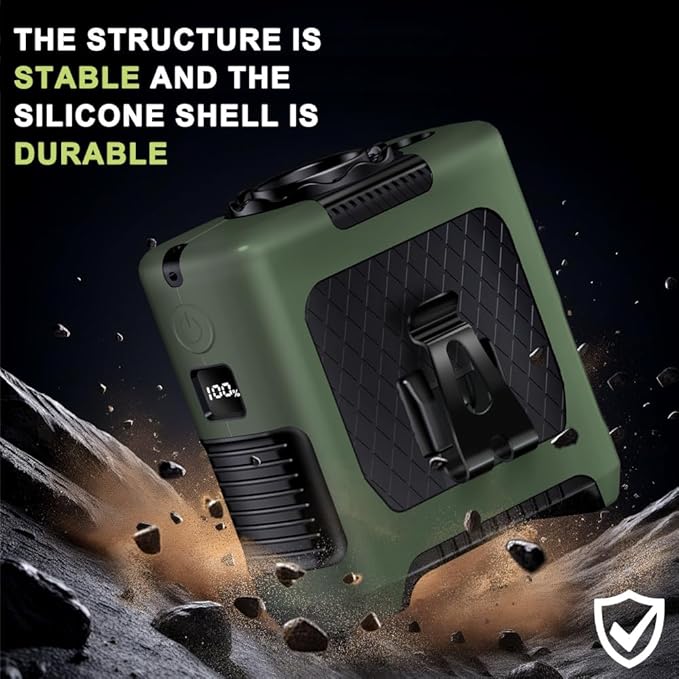 AINFTIME 2025 Portable Waist Clip Body Fan 10000mAh Personal Wearable 6-40H Powerful Outdoor (10000mAH / Green)