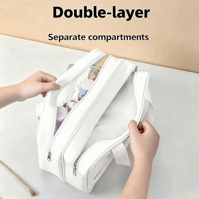 Travel Toiletry Bag for Women and Men, Matte Translucent Toiletry Waterproof Toiletry Bag, Makeup Cosmetic Organizer Bag for Travel Toiletries Accessories White