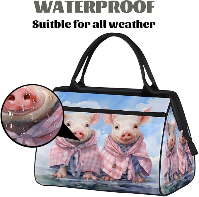 Travel Duffel Bag Funny Pig Waterproof Sports Duffel Bags Lightweight Large Capacity Weekender Carry On Gym Bag for Women Men