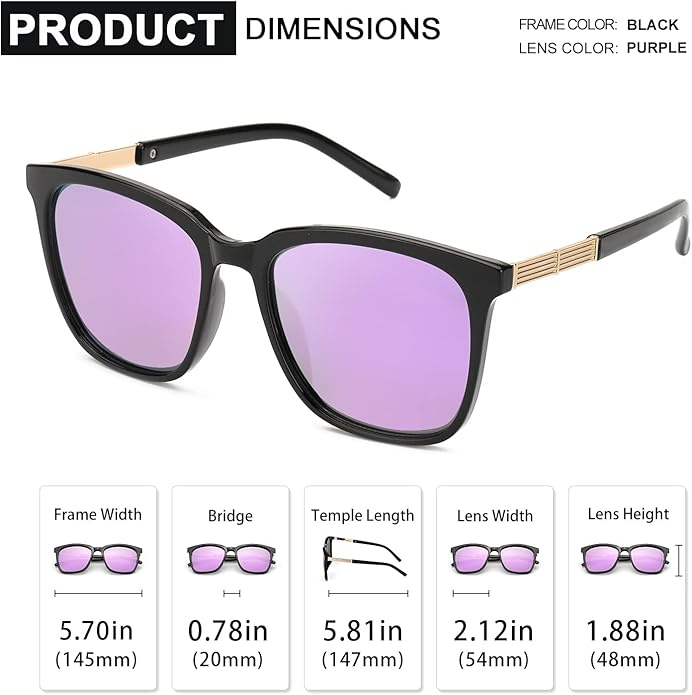 SIPHEW Oversized Square Sunglasses for Women|Lightweight Fashion Sunglasses 100% UV400 Protection|Trendy Mirrored Shade