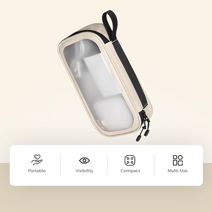 pack all Clear Electronic Organizer, TPU Cable Organizer Bag, Compact Cord Travel Organizer for Cables, Chargers, Phones, USB cords, SD Cards (Beige)