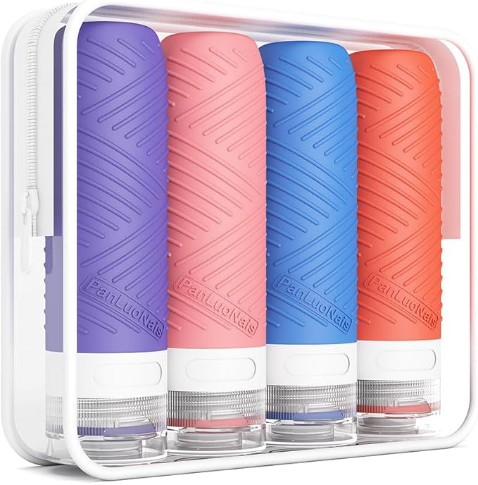 Travel Bottles for Toiletries, Silicone TSA Approved Bottles, Leakproof Shampoo & Toiletry Containers for Airplane, Vacation & Business Trips (orange)