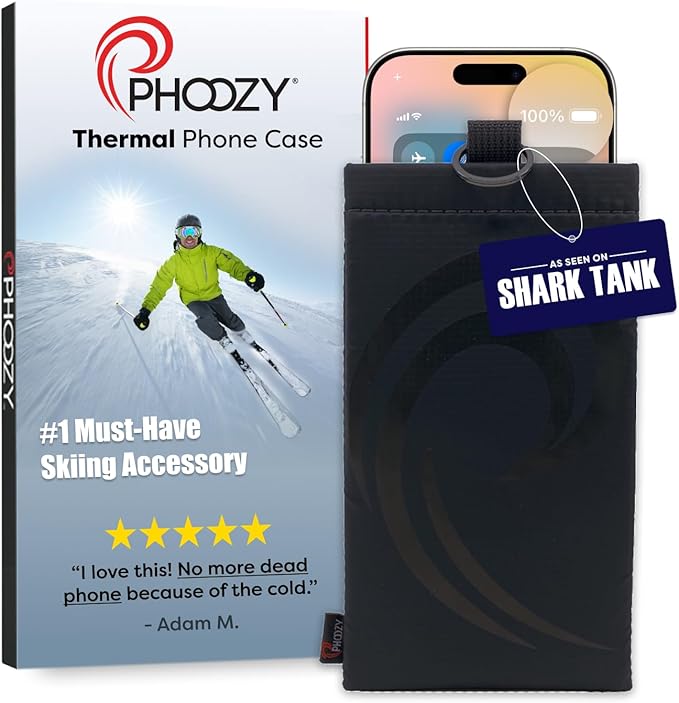 PHOOZY Apollo II Thermal Phone Case Cold Weather Insulated Pouch | Extends Battery Life 4X | NASA Tech Skiing Snowboard Accessories | Military Grade | Large - Black
