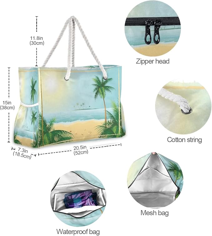 senya Large Beach Shoulder Bags Canvas Tote Water Resistant for Gym Travel Daily