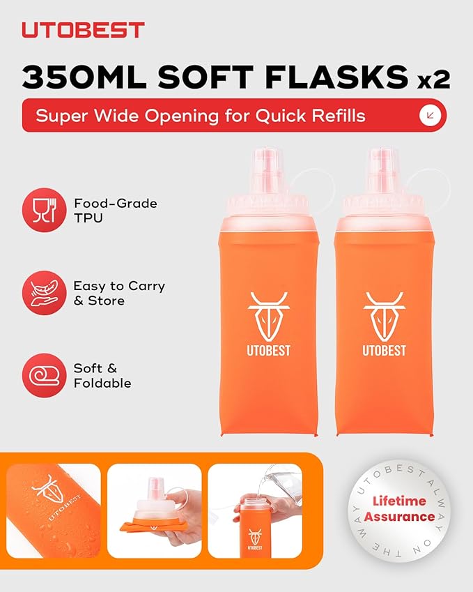 Running Vest, 5L Hydration Vest Lightweight, Breathable and Sweatproof Running Backpack, Adjustable Running Hydration Vest for Trail Running Marathon Race Jogging Cycling