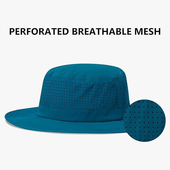 UPF 50+ Bucket Sun Hat with Laser Perforated Mesh Cooling Adjustable Breathable Lightweight for Outdoor Men Women