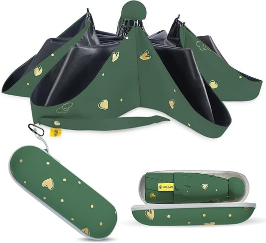 Compact Travel Umbrella - Mini Manual Umbrella for Purse, Windproof & UPF 50+ Sun & Rain Protection, Lightweight Portable Folding with Case for Women, Men，Kids