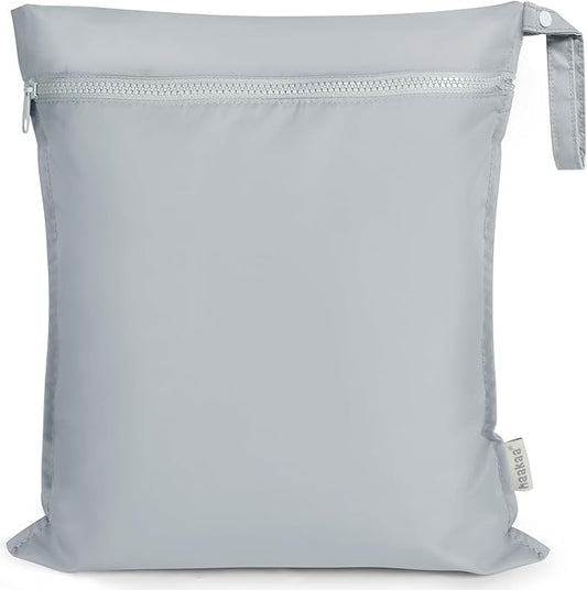 haakaa Waterproof Wet Bags for Baby, Wet Dry Bags for Diaper Bag, Travel, Swimsuit, Beach, Pool, Pump Parts, Stroller, Daycare,Yoga, Grey, 1pc