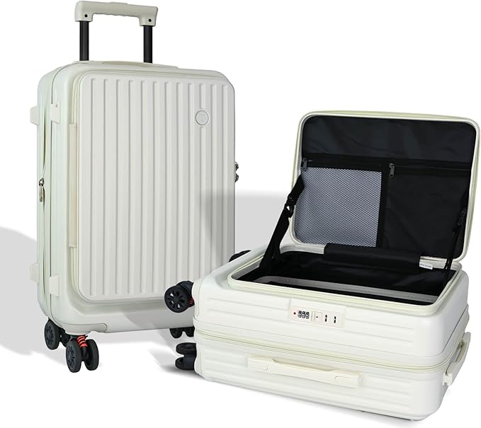 Azalitch Hard Shell Carry on Suitcases with Wheels, Carry on Luggage 22x14x9 Airline Approved, Top-open Design Luggage with Spinner wheels, Expandable Suitcase with Bottle/Cup Holder and Side Hooker.