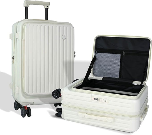 Azalitch Hard Shell Carry on Suitcases with Wheels, Carry on Luggage 22x14x9 Airline Approved, Top-open Design Luggage with Spinner wheels, Expandable Suitcase with Bottle/Cup Holder and Side Hooker.