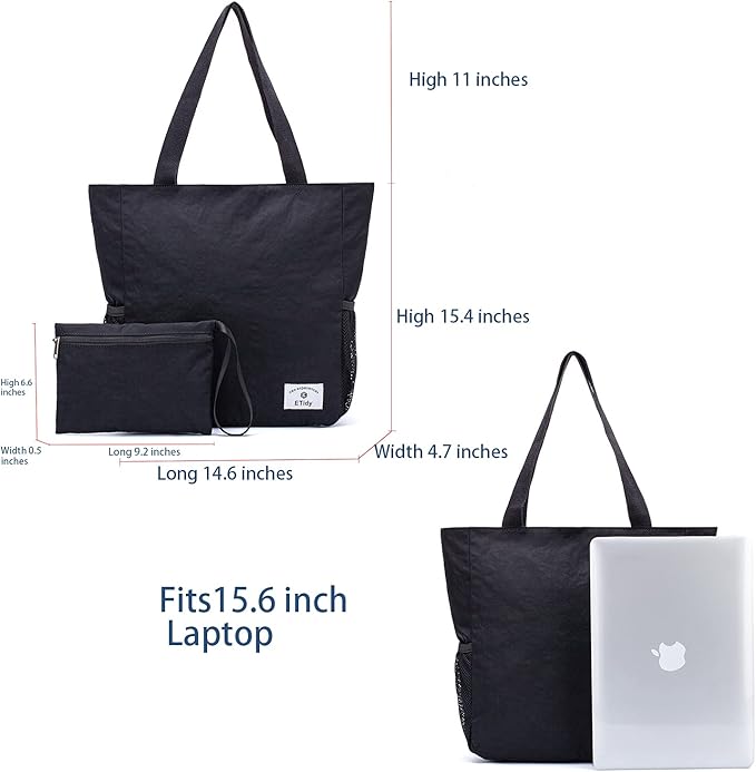 ETidy Large Capacity Foldable Tote Bag With Zipper Water-resistant SandproofWomen Beach Bag Handbag GymBag Travel ShoppingBag