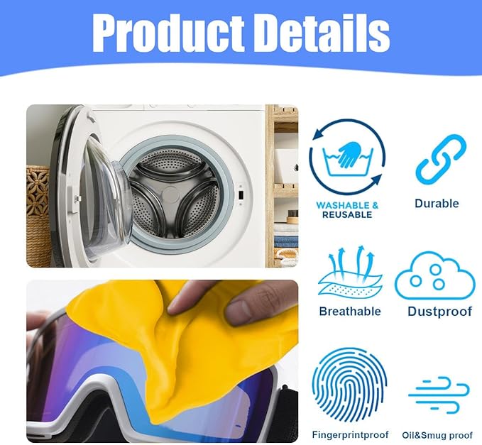 Microfiber Drawstring Bags, Multi-Size Soft Protective Pouches for Shoes, Ski Goggles, Sunglasses, Handbags & Camera Lenses