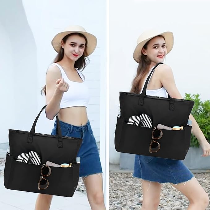 Bluboon Waterproof Beach Tote Pool Bags for Women Ladies Extra Large Carry On Bag With Wet Compartment for Weekender Travel