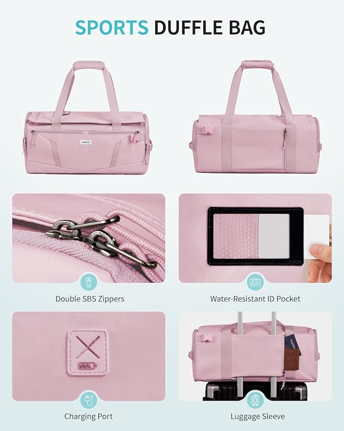 ECOHUB 40L Gym Bag for Women Men Water Resistant Sports Duffle Bag with Shoe Compartment & Wet Pocket, Travel Weekender Camping Backpack