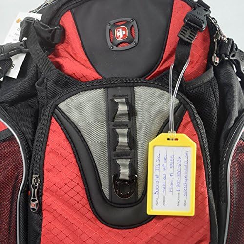 5 Pack - Premium Rigid Airline Luggage Tag Holders with 6" Worm Loops - Heavy Duty Hard Plastic -Suitcase ID Tag Identifiers with Business Card Insert Window by Specialist ID (Assorted Colors)