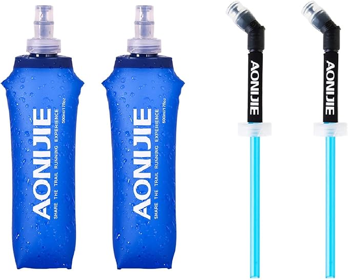 Azarxis TPU Soft Flask Collapsible Water Bottles BPA-Free 250ml 350ml 500ml 600ml for Hydration Vest Pack Running Hiking Cycling Climbing