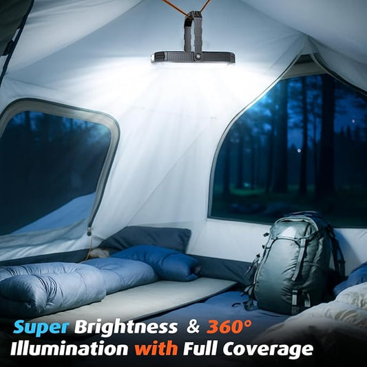 LED Camping Lantern Rechargeable, 10000mAh Portable Camping Lights up to 120+ Hours, 12 Light Modes, Dimmable, LCD Digital Display, Waterproof, Camping Essentials for Power Outages, Emergency