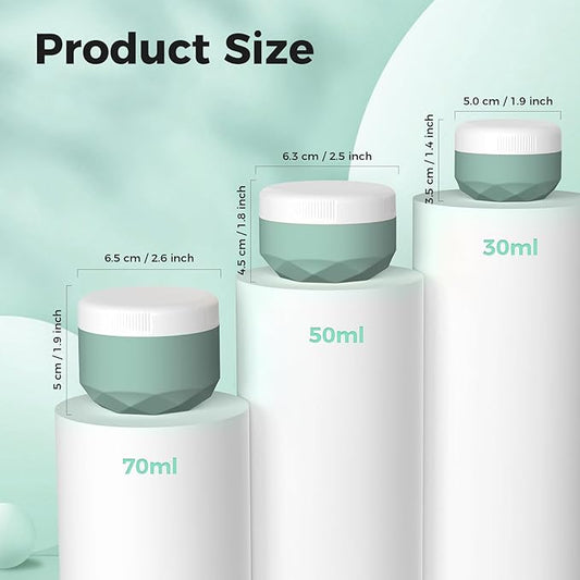 Travel Containers for Toiletries, 4-Pack TSA Approved Silicone Jars (1oz) - BPA Free Leakproof Cosmetic Containers for Creams, Lotion, Skincare & Makeup with Bonus Waterproof Bag-Mix Grey