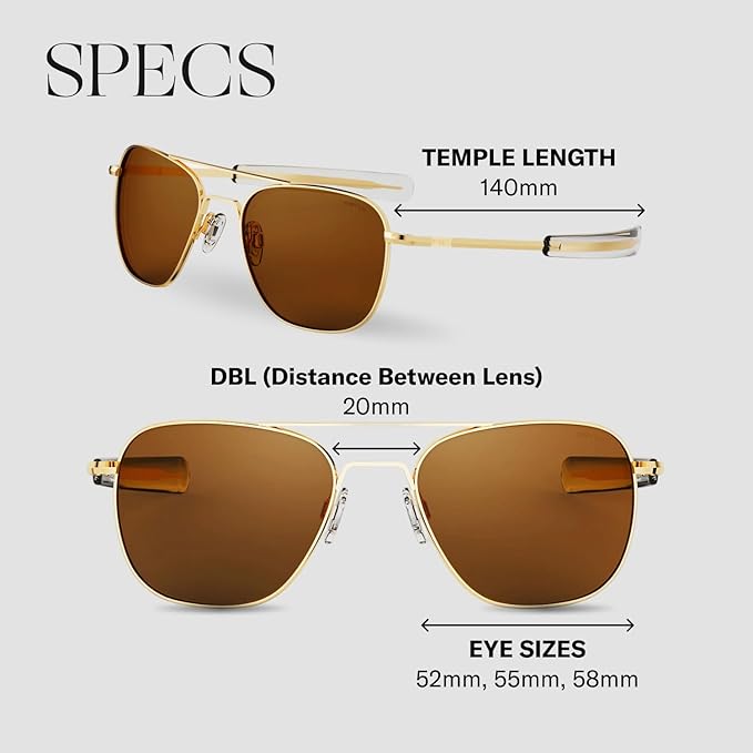 Randolph Eyewear Aviator Sunglasses for Men & Women – Non-Polarized & Polarized Lenses, 23k Gold UV Protection Sunglasses