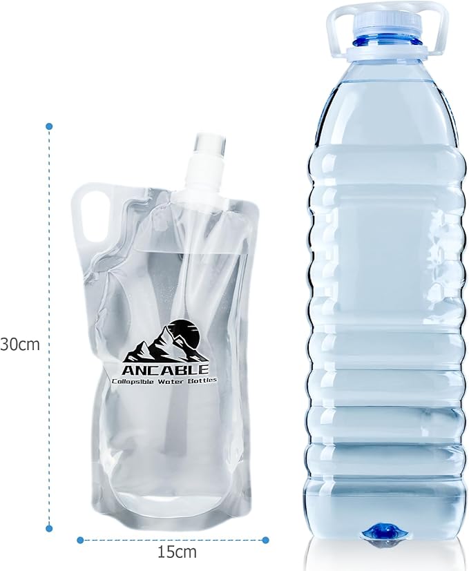 33oz Collapsible Water Bottles, 6-Pack Reusable Travel Foldable Water Bottles for Hiking Camping Running Bike, BPA-Free Water Bottle