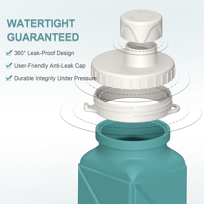 Collapsible Water Bottles 20.6oz, Silicone Foldable Portable Travel Water Bottle, BPA-Free, Leakproof Reusable for Traveling Camping Hiking Cycling Yoga Sports Outdoor, 1 Pack (Blue)